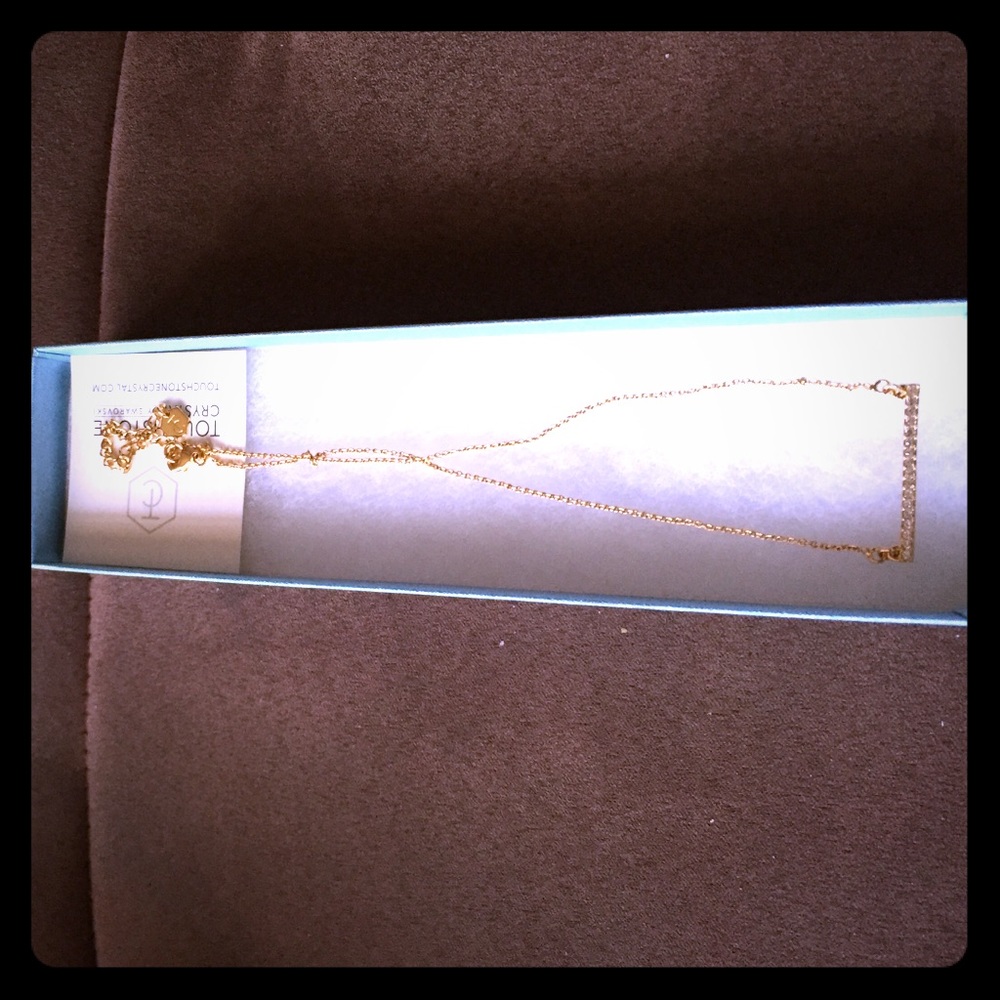 Touchstone Crystal by Swarovski Gold Bar Necklace