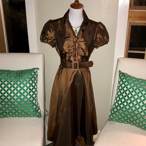 BCBG Paris belted brown formal/cocktail dress - Picture 1 of 3