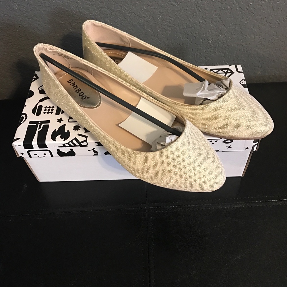 Gold glitter ballet flats