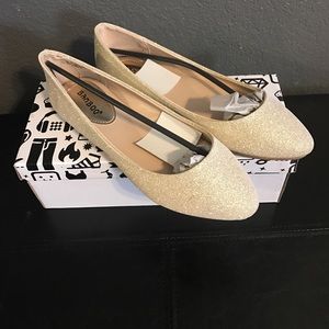 Gold glitter ballet flats