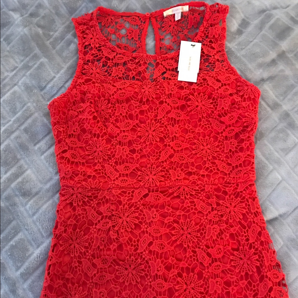 New Skies are Blue lace red dress