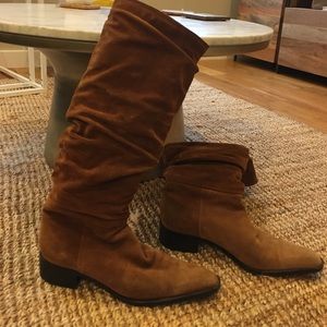 Brown suede knee high Aquatalia waterproof boots