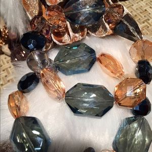 Glass Beaded Stretch Bracelet - Toned in Lt Blue