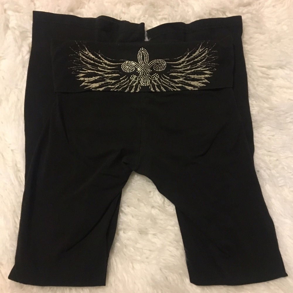 Rhinestone wing yoga pants