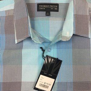 Thomas Payne Shirts - Thomas Payne Blue Striped Button Down Dress Shirt Thomas Payne Shirts - Thomas Payne Blue Striped Button Down Dress Shirt