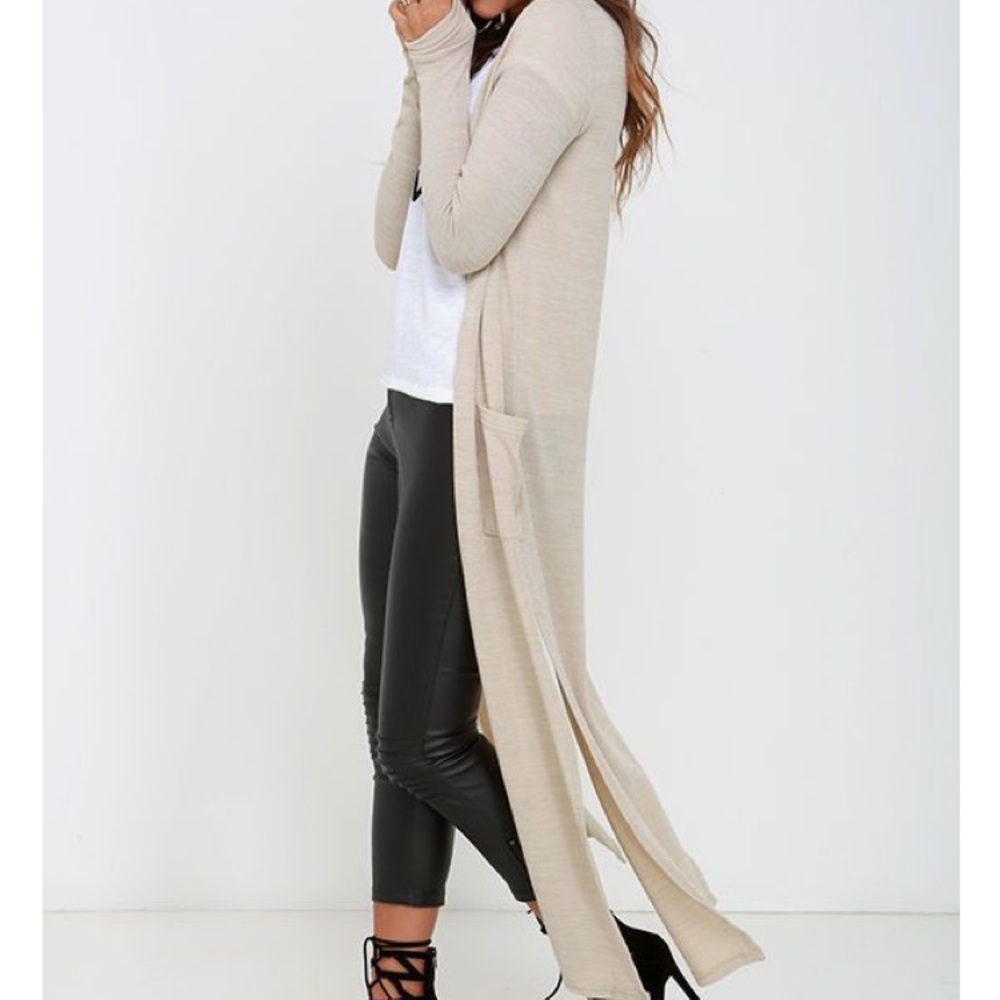 Long beige cardigan