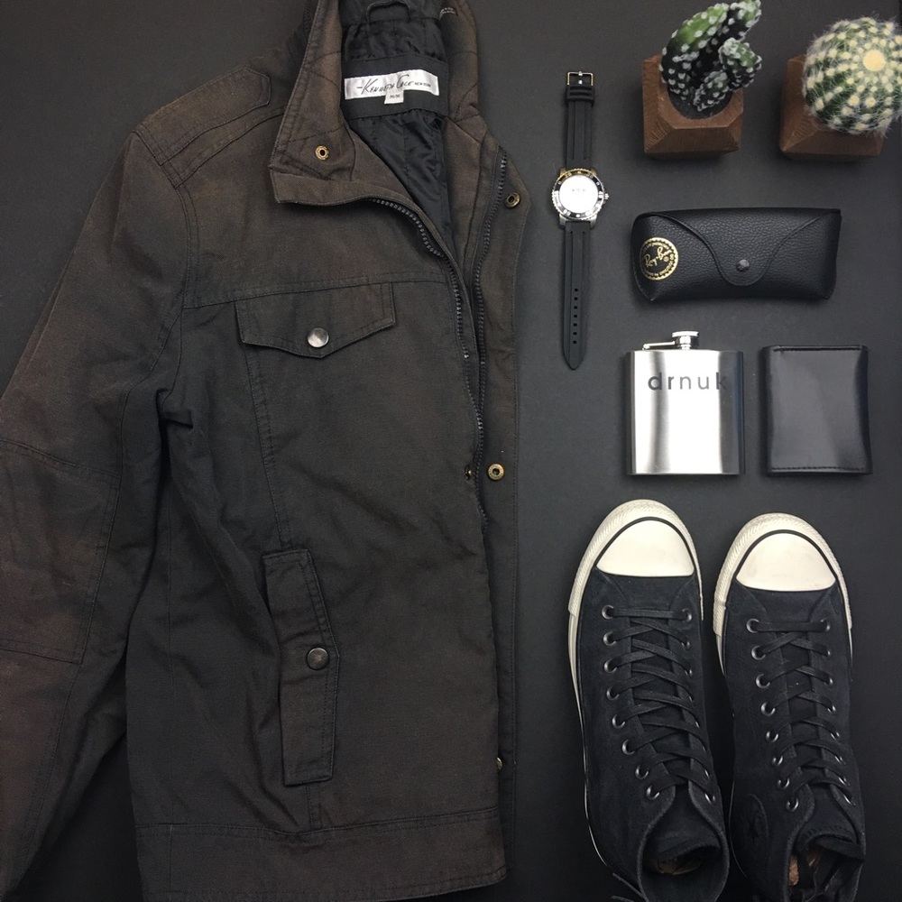 Kenneth Cole Black and Brown Rugged Jacket