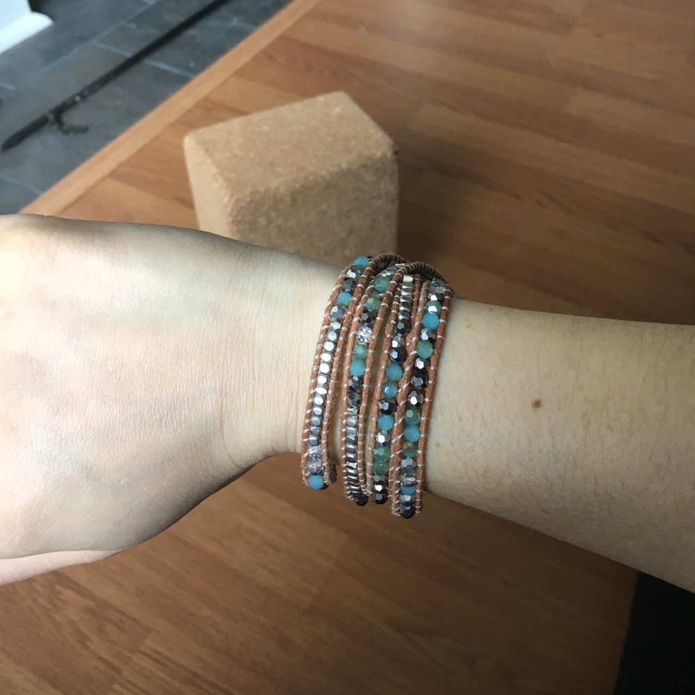 Original nakamol turquoise leather wrap bracelet