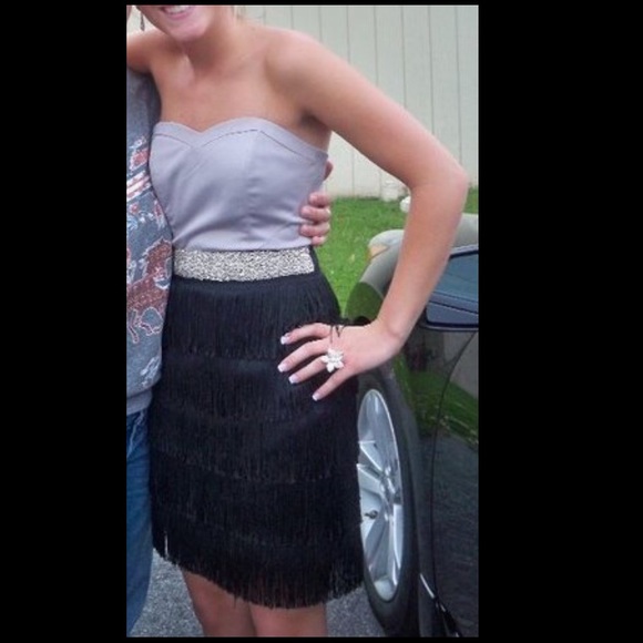 H&M Dresses & Skirts - Hand beaded fringe prom dress