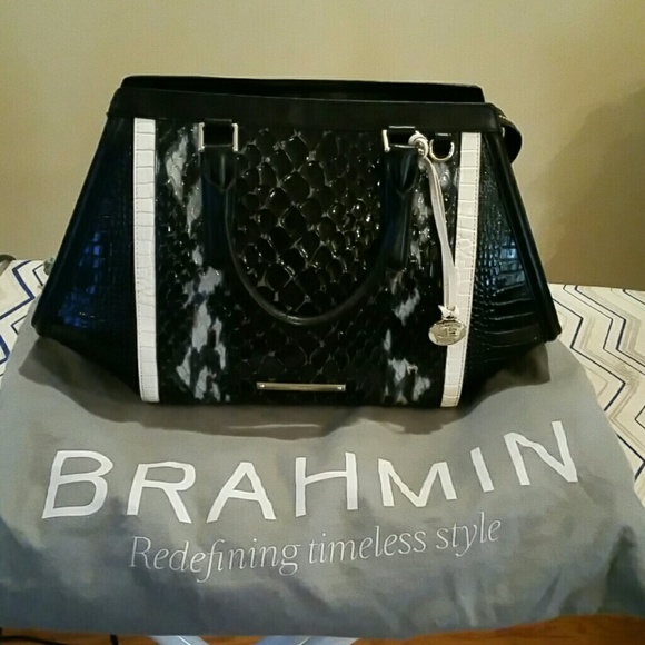 SOLD - Brahmin Arden Satchel - Black Carlisle - Picture 1 of 3