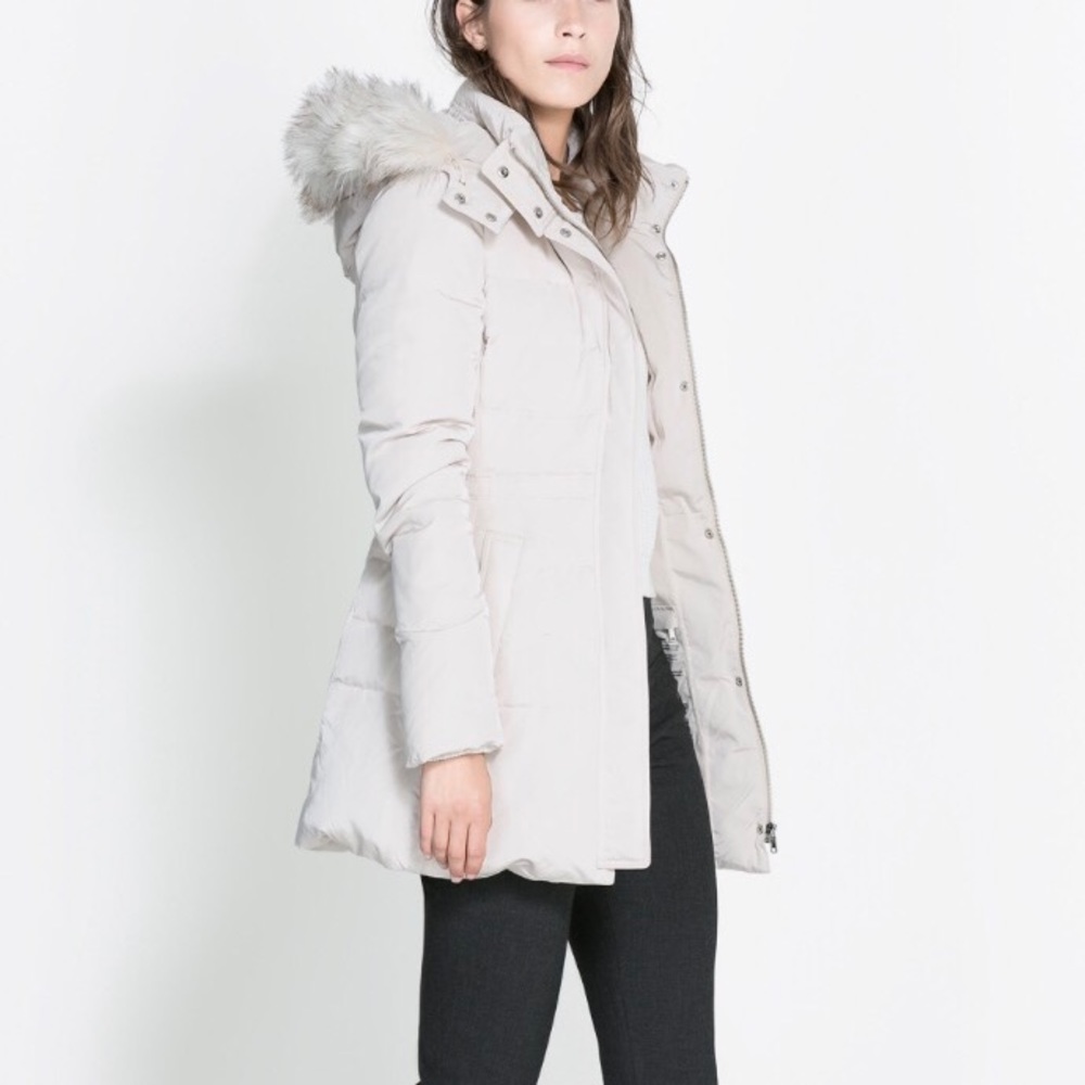White Zara Puffer Coat