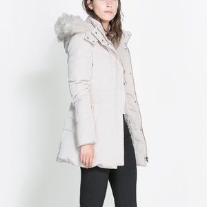 White Zara Puffer Coat