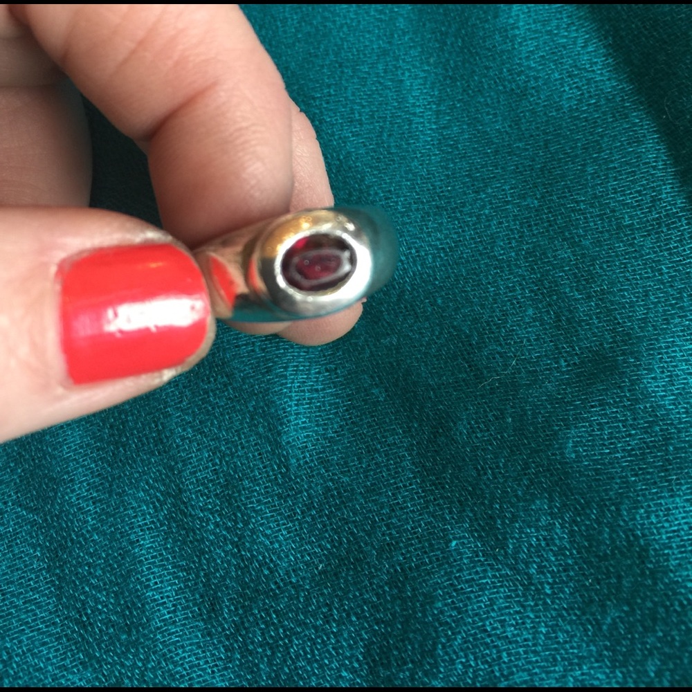 Silver garnet ring