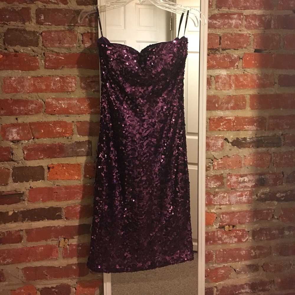 Purple sequin party dress