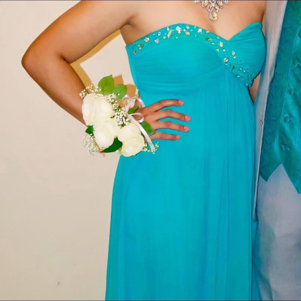 Teal prom dress