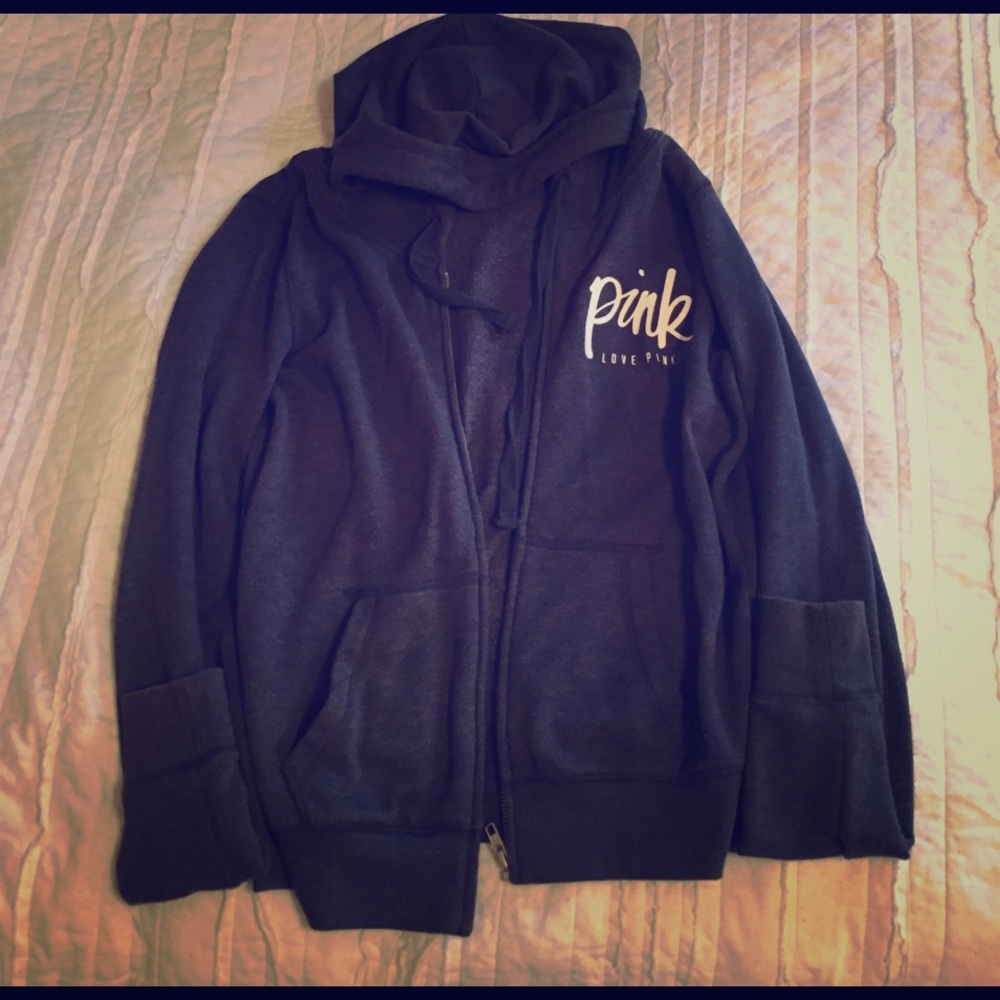 gray Pink zippered hoodie
