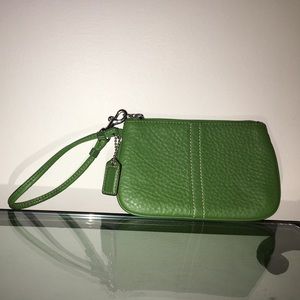 New Green Leather Coach Wristlet