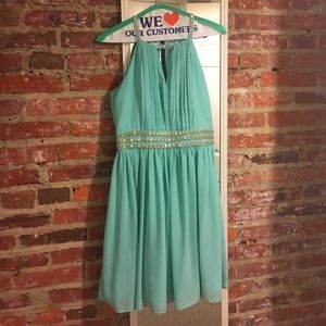 Teal and sequin formal dress
