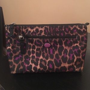Cheetah print make up coach bag