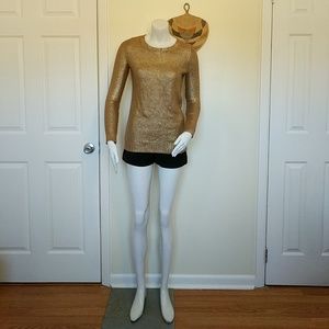 Rock & Republic Gold Metallic Knit Tunic Sweater