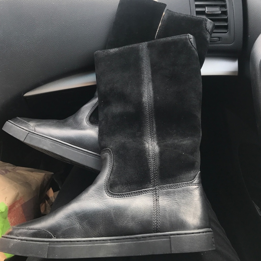 Frye Gemma Tall shearling leather black boots