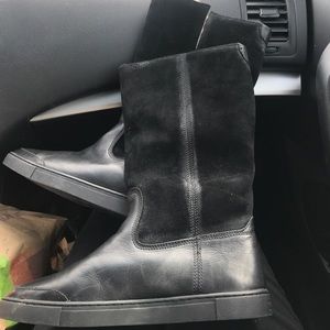 Frye Gemma Tall shearling leather black boots
