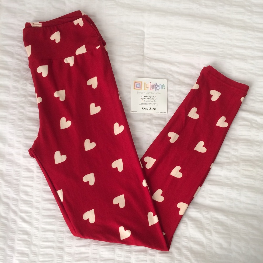 NEW Lularoe Valentine White Heart Leggings
