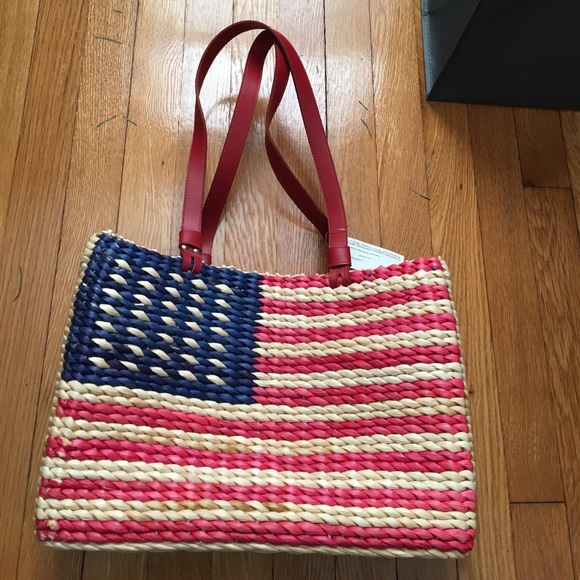 American flag straw bag