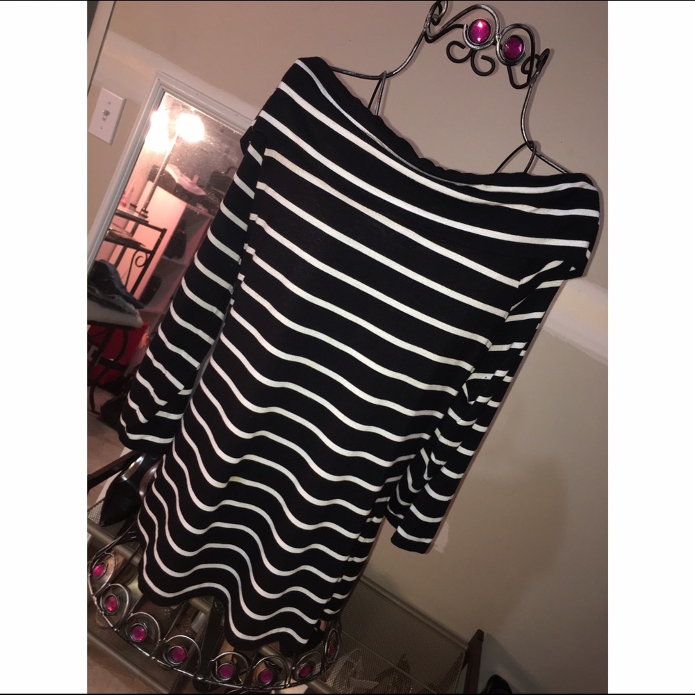 Striped low shoulder shirt