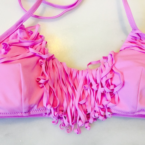 SOLD! Victoria's Secret Lilac Fringe Bikini Top - Picture 2 of 3