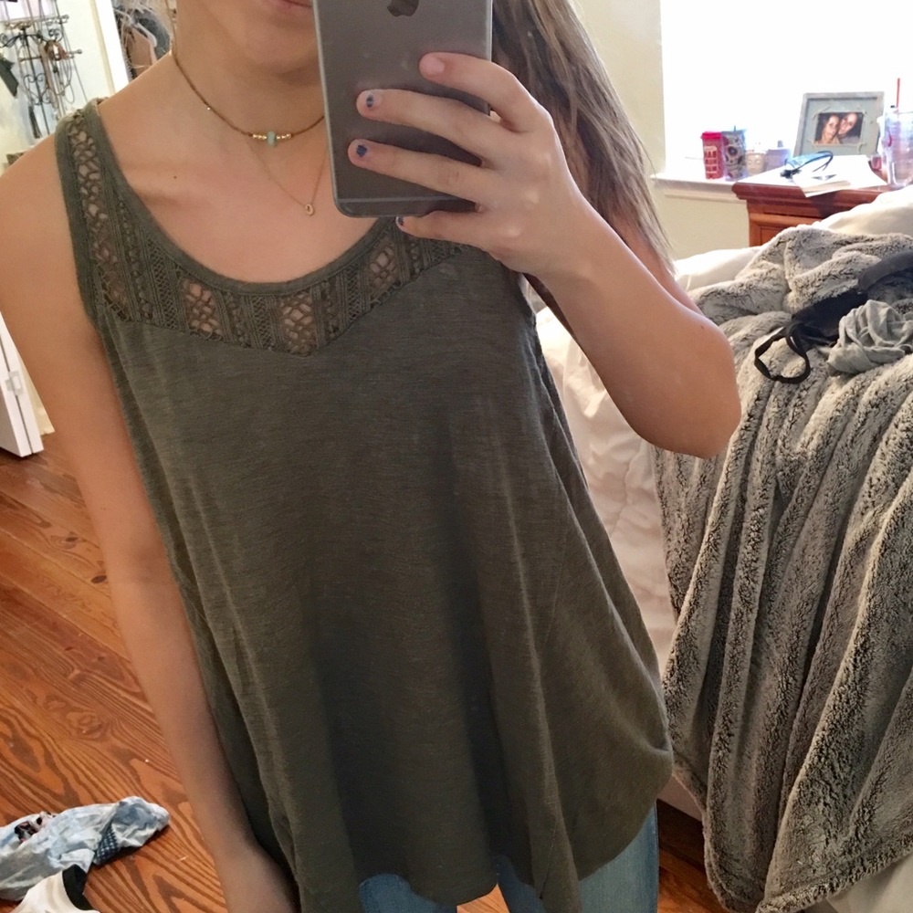 Olive crotchet tank top