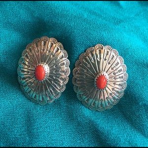 Orange turquoise earrings