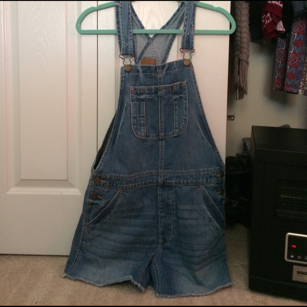 American eagle denim overalls