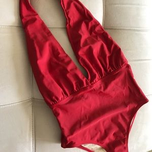 Red American Apparel One Piece Swimsuit