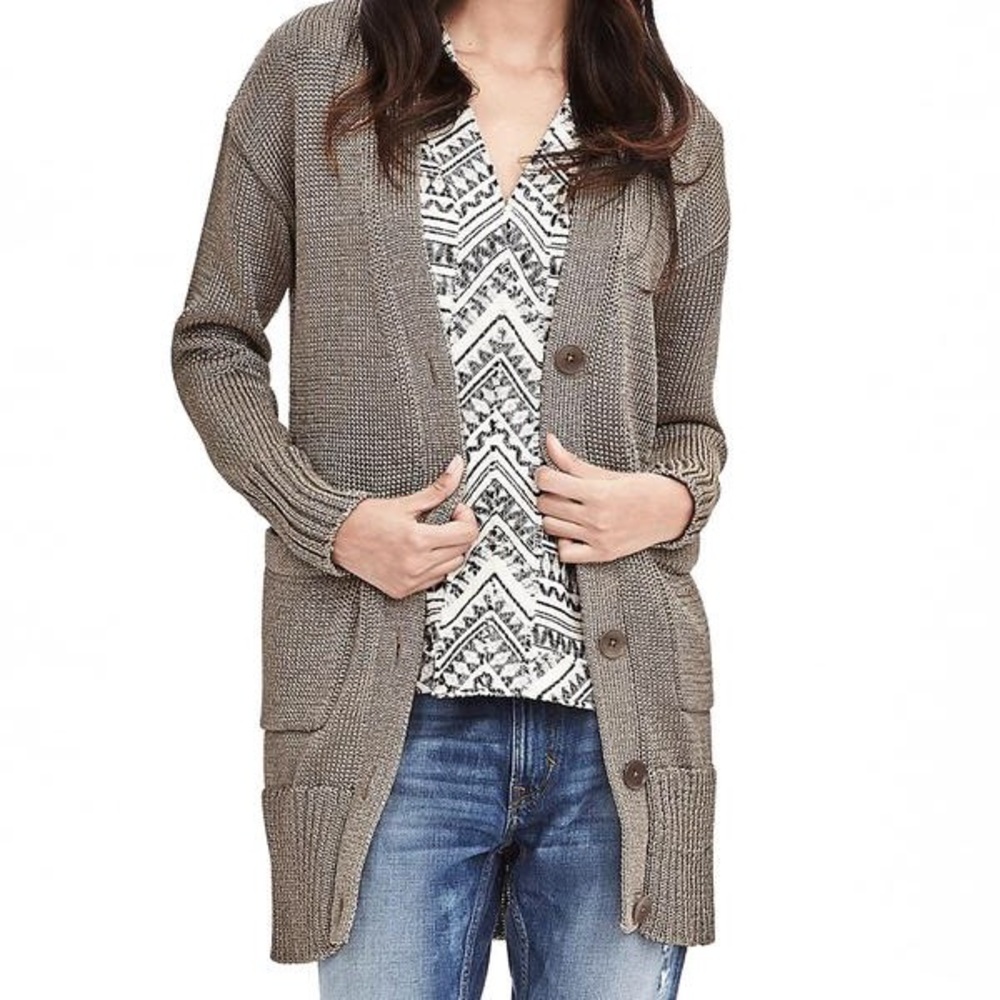 Banana Republic Metallic Boyfriend Cardigan