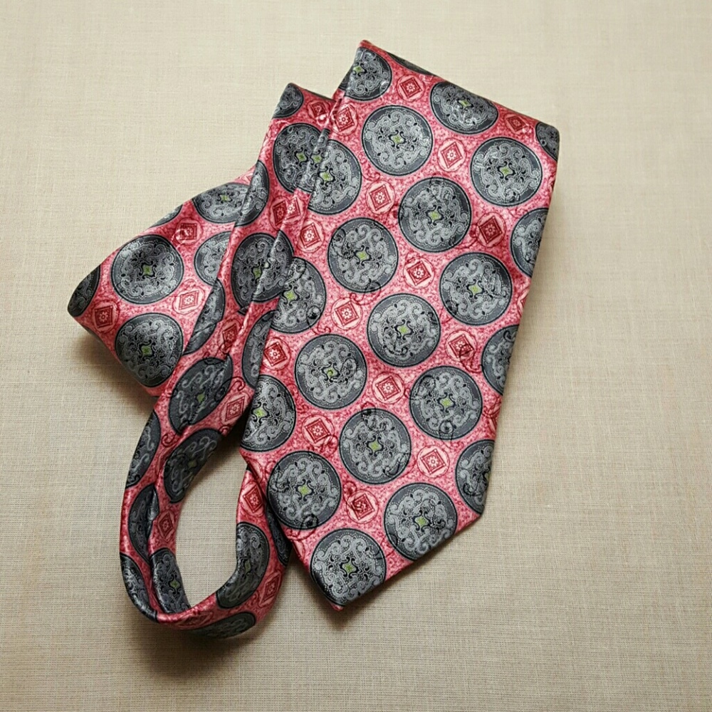 Pink and Silver Ermenegildo Zegna Silk Necktie