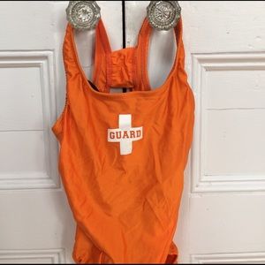 Orange Performance Life Guard Bathing suit 36 NWOT