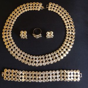 Complete set of Gold Plated jewelry lwith stones.