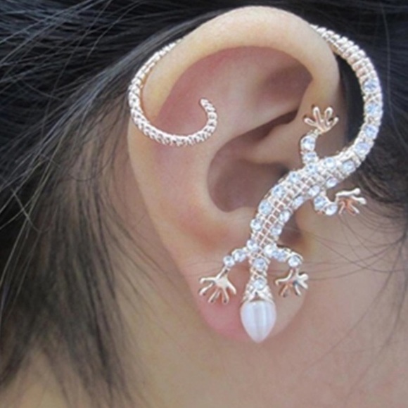 Lizard earring in gold or silver 🦎 - Picture 1 of 4