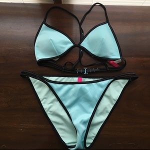 Victoria Secret Aqua Blue triangle bikini.