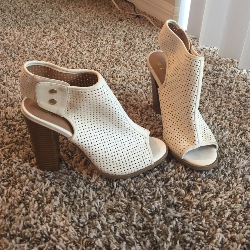 White and tan booties