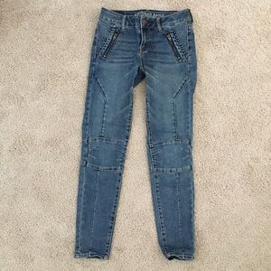 Moto style skinny denim