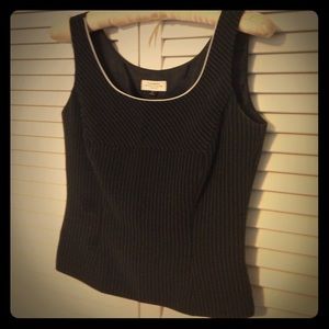 Tahari top - black with white pinstripe