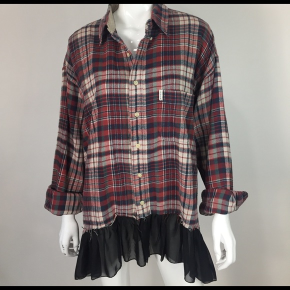 Furst of a Kind LF Stores Red Flannel Shirt Size L - Picture 1 of 4