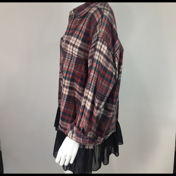 Furst of a Kind LF Stores Red Flannel Shirt Size L - Picture 2 of 4