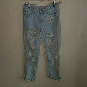 Distressed boyfriend jeans