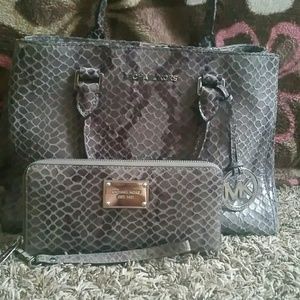 Michael Kors Snakeskin Matching Purse & Wallet