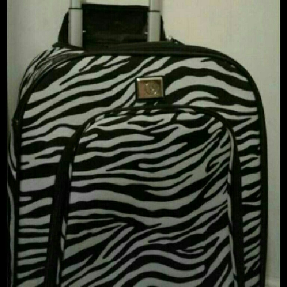 Zebra print suitcase