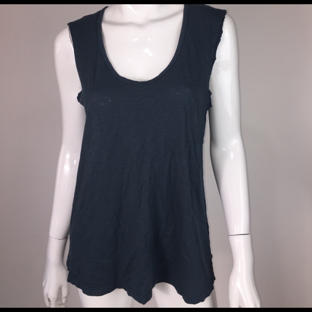 Velvet 'Vintage Slub' Teal Green Cotton Tank Top L