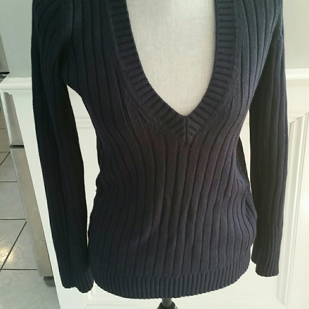 Navy Blue Ribbed Gap Sweater